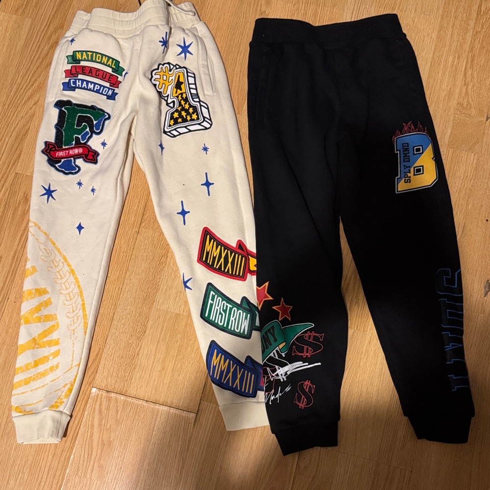 Kids Graphic Jogger Pants Set - Cream and Black